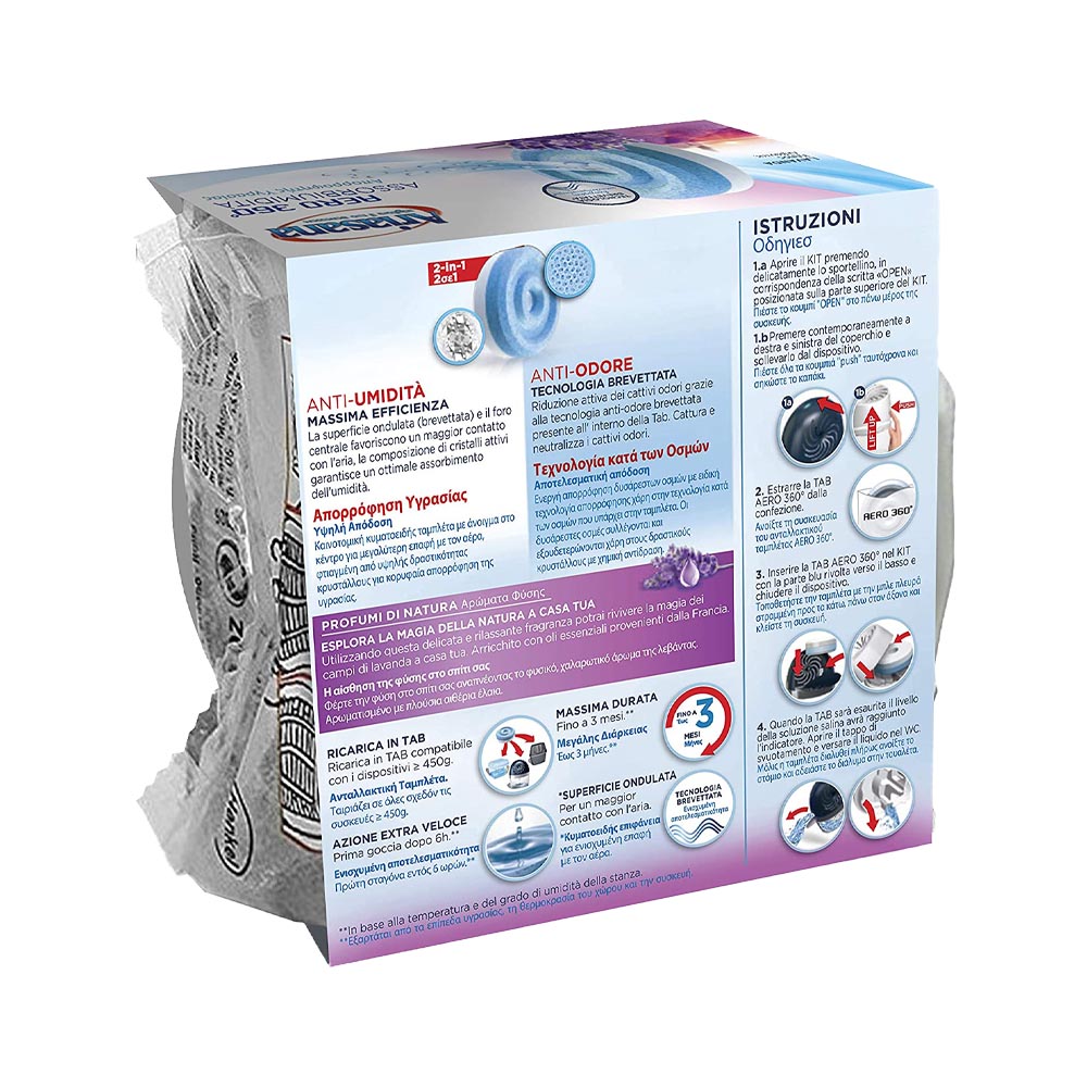 Ricariche Assorbiumidità Aero 360° Tab Lavanda ARIASANA 2x450 gr
